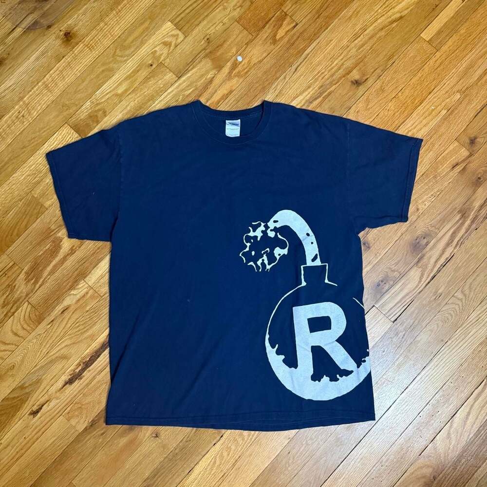 Gildan The Results Band T-Shirt Men XL Navy Bomb Logo Graphic Tee